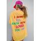 Women Printed Oversize Yellow T-Shirt - Sarı