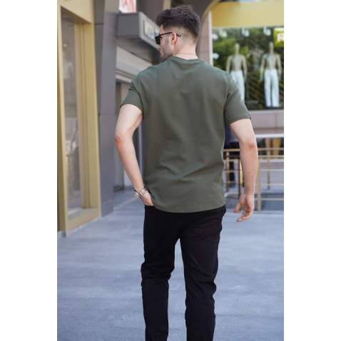 Men Khaki Green Basic T-Shirt 5883 - Haki yeşili