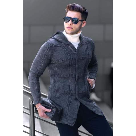 Madmext Anthracite Knitting Cardigan 2793-3 - Antrasit