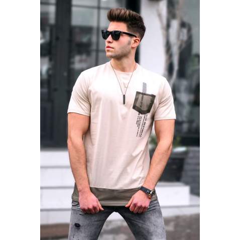 Madmext Men Beige T-shirt 5387 - Bej