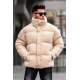 Men Beige Puffer Fur Jacket 5698 - Bej