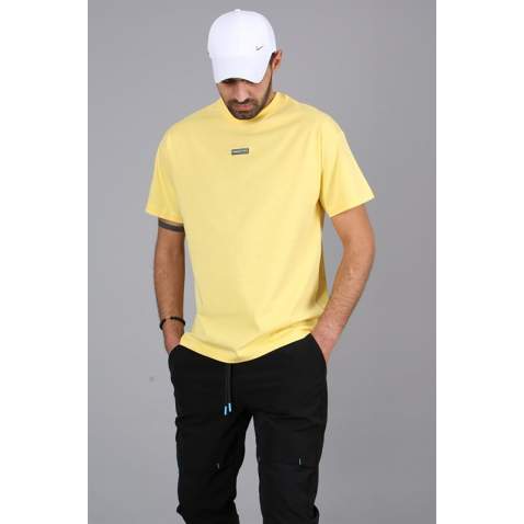 Madmext Men Back Printed Yellow T-shirt 5365 - Sarı