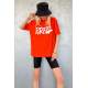 Women Printed Oversize Orange T-Shirt MG1490 - Turuncu