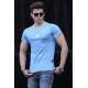 Madmext Blue Basic T-shirt with Pocket for Men 4446 - Mavi