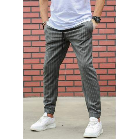 Madmext Dark Grey Striped Trouser Mad4084 - Antrasit