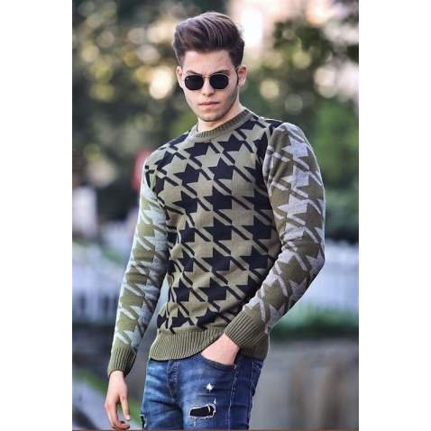 Madmext Khaki Crewneck Jumper 2787 - Haki