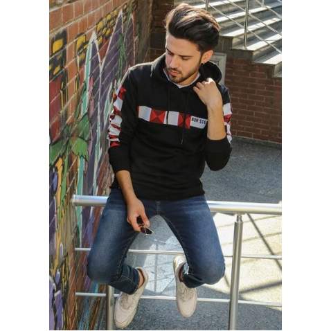 Madmext Men Hoodie Black Sweatshirt 2694 - Siyah