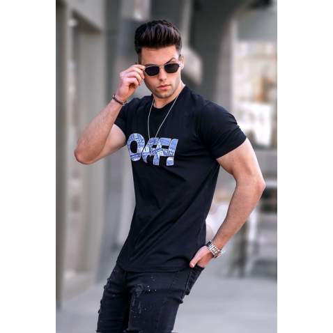 Madmext Men Printed Black T-shirt 5254 - Siyah