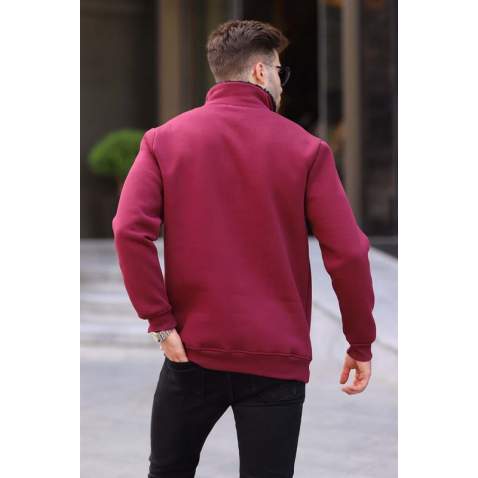 Maroon Printed Hoodie Sweatshirt 6003 - Bordo