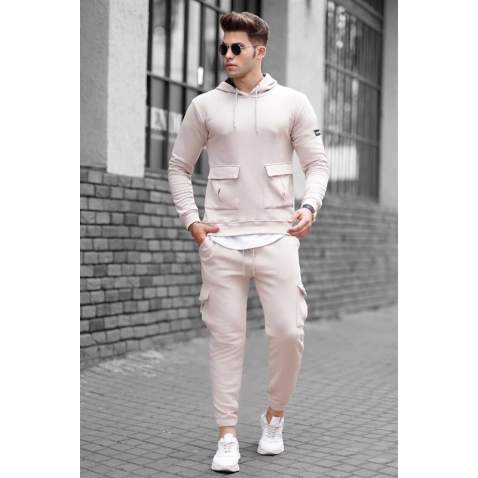 Madmext Beige Pocket Detailed Men Tracksuit Set 4726 - Bej