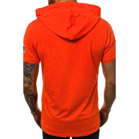 Madmext Orange Rapped T-shirt with Hood for Men 3069 - Turuncu