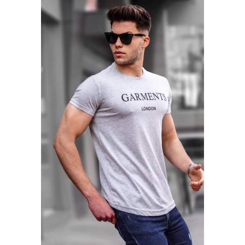 Madmext Grey Printed T-shirt for Men 4018 - Gri