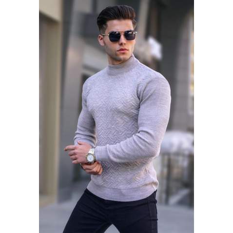 Mink Mock Turtleneck Knitwear Sweater 5969 - Vizon