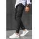 Black Designed Slim Fit Jogger Trousers 5470 - Siyah