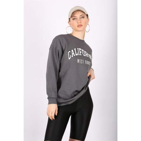 Mad Girls Smoke Gray Sweatshirt Mg1242 - Füme