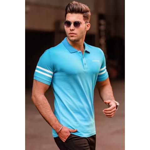 Madmext Men Turquoise Polo T-shirt 4984 - Turkuaz