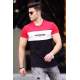 Madmext Red Two-Tone Printed T-shirt for Men 4458 - Kırmızı