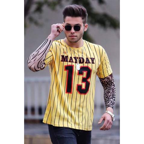 Madmext Men Printed Yellow T-shirt 3008 - Sarı