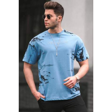 Men Blue Over Fit T-Shirt 5207 - Mavi