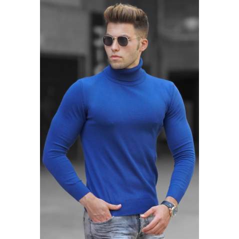 Madmext Men Turtleneck Indigo Sweater 4656 - İndigo