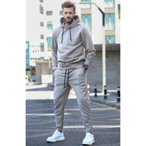 Brown Hoodie Basic Tracksuit 5904 - Kahverengi