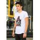 Madmext White Printed T-shirt for Men 4017 - Beyaz