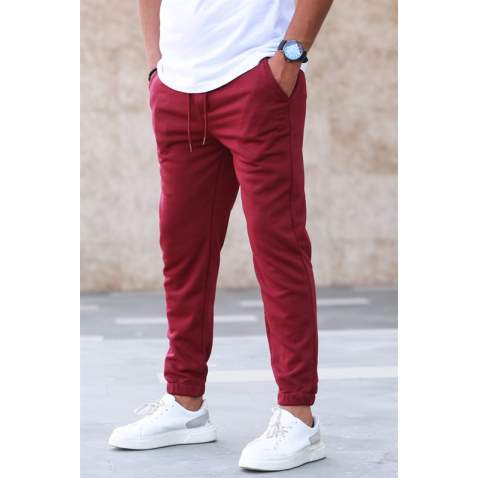 Madmext Men Plain Maroon Sweatpants 5424 - Bordo