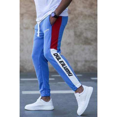 Madmext Men Blue Side Striped Sweatpants 2719 - Mavi