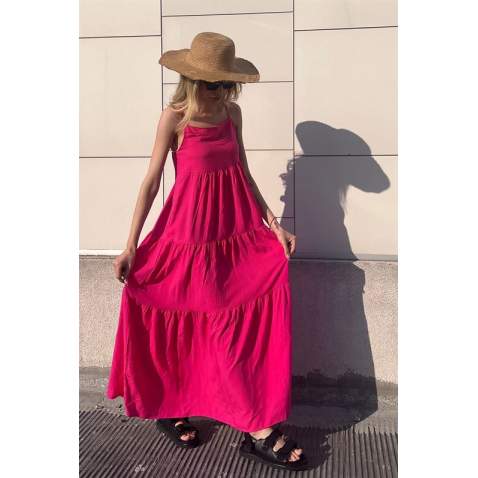 Women Fuchsia Long Dress - Fuşya