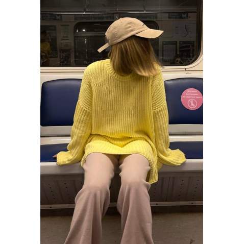 Mad Girls Oversize Yellow Sweater MG1297 - Sarı