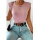 Mad Girls Pink Shoulder Pad T-shirt MG228 - Pembe