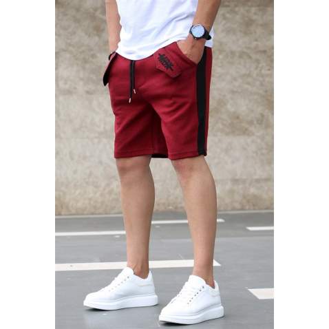 Madmext Maroon Striped Capri for Men 2919 - Bordo