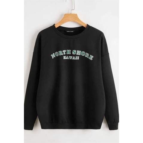 Mad Girls Black Printed Sweatshirt MG823 - Siyah