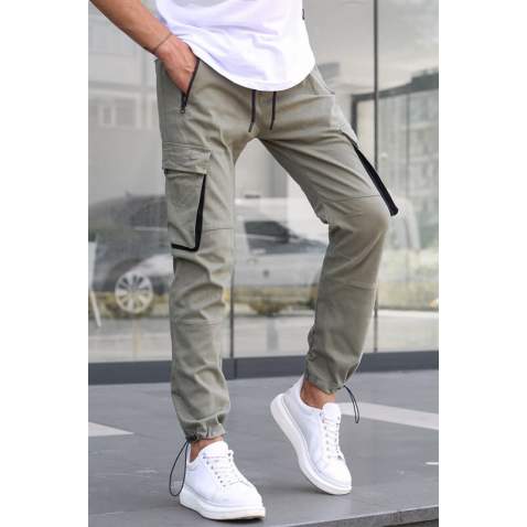 Light Green Jogger Trousers with Cargo Pockets 5791 - Açık yeşil