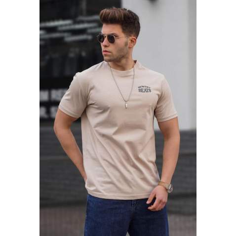 Madmext Men Printed Beige T-Shirt 5357 - Bej