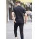 Men Designed Black Polo T-Shirt 5873 - Siyah