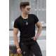 Madmext Men Front Pocket Black T-shirt 4493 - Siyah