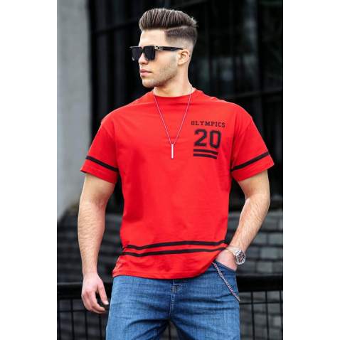 Madmext Men Printed Red T-shirt 4970 - Kırmızı