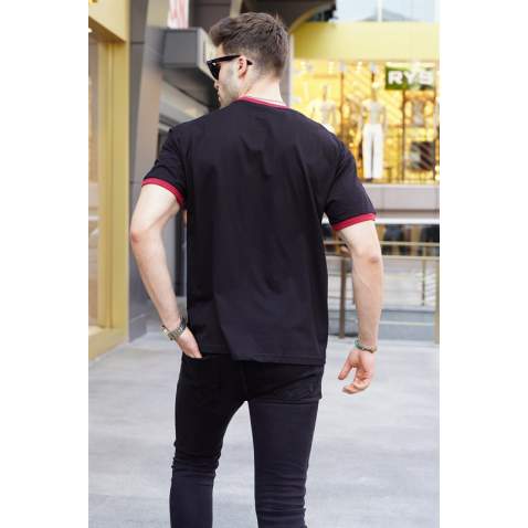 Men Printed Black Regular Fit T-Shirt 5884 - Siyah