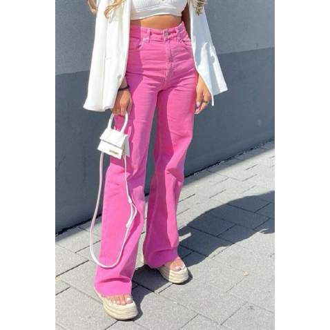 Mad Girls Pink Palazzo Jeans Mg1189 - Pembe