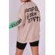 Mad Girls Printed Oversize Beige Sweatshirt Mg1206 - Bej