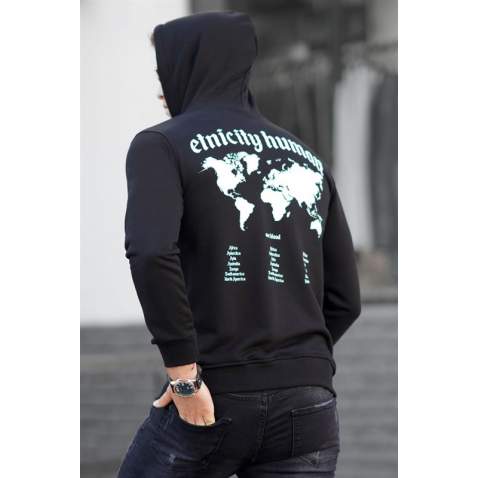 Madmext Men Printed Black Sweatshirt 5297 - Siyah