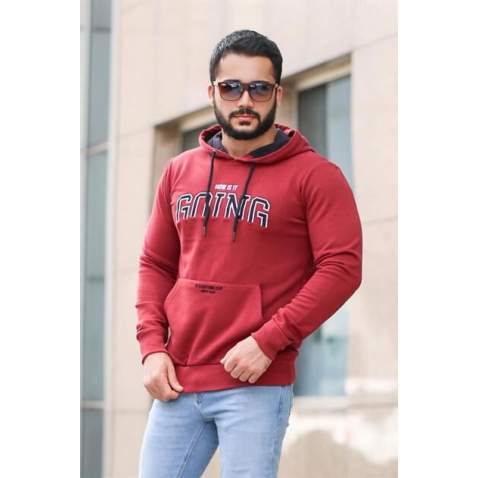 Bordo Baskılı Kapşonlu Sweatshirt 2667 - Bordo