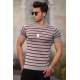 Madmext Grey Striped T-shirt for Men 4600 - Gri