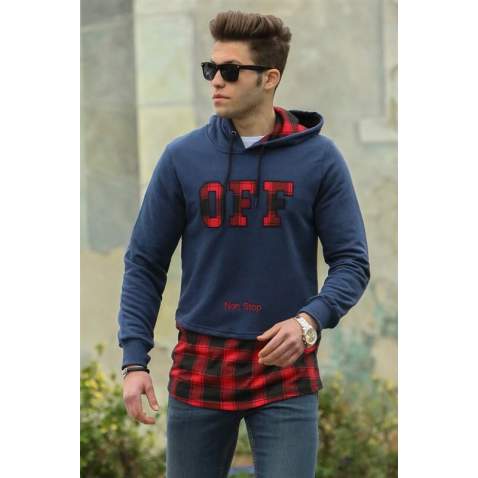 Madmext Navy Blue Hoodie 2655 - Lacivert