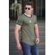 Madmext Men Shoulder Stripe Khaki T-shirt 4101 - Haki