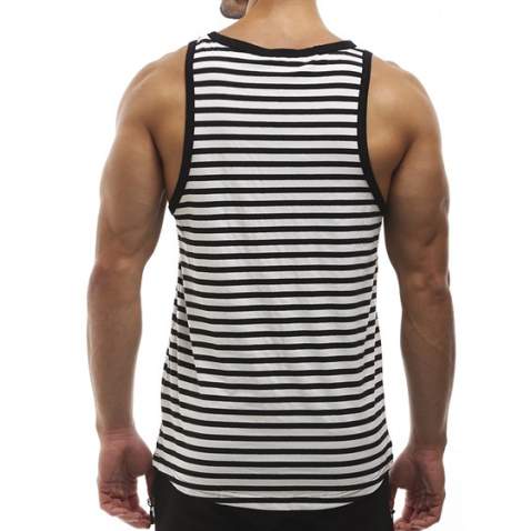 Madmext Men Striped White Vest 2291 - Beyaz