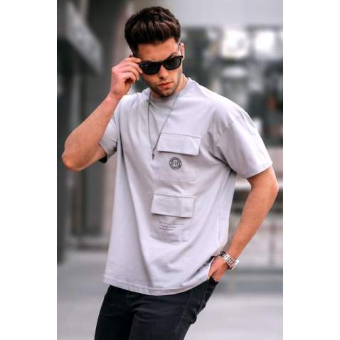 Men Oversize Dye Gray T-Shirt 5835 - Boyalı gri