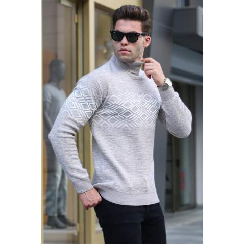 Mink Gray Turtleneck Knitwear Sweater 5970 - Vizon