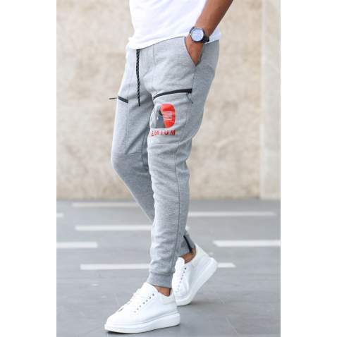 Madmext Printed Grey Sweatpants 4208 - Gri